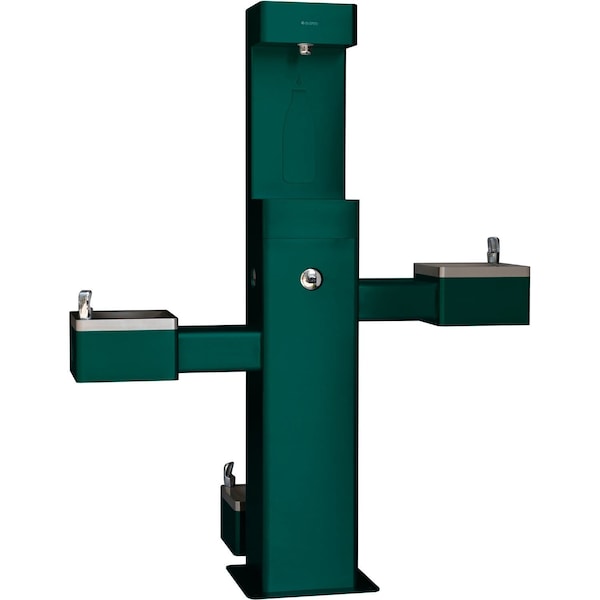 Global Industrial Outdoor Bottle Filler & Bi-Level Fountain w/ Pet Station & Filter, Green 761221GNF - main